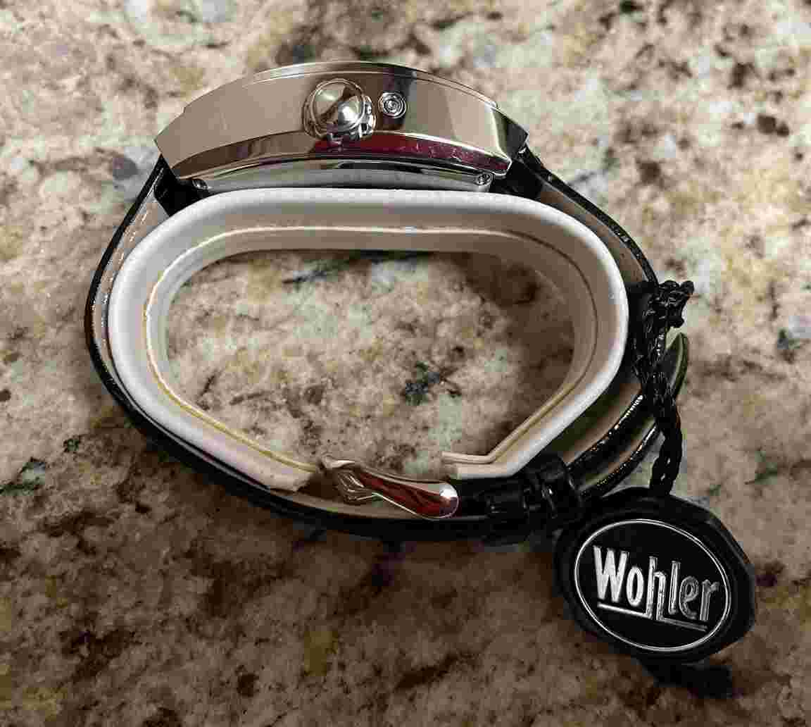 WOHLER FISCHER MENS 23J AUTOMATIC MECHANICAL BLACK DIAL WATCH NEW BLACK LEATHER