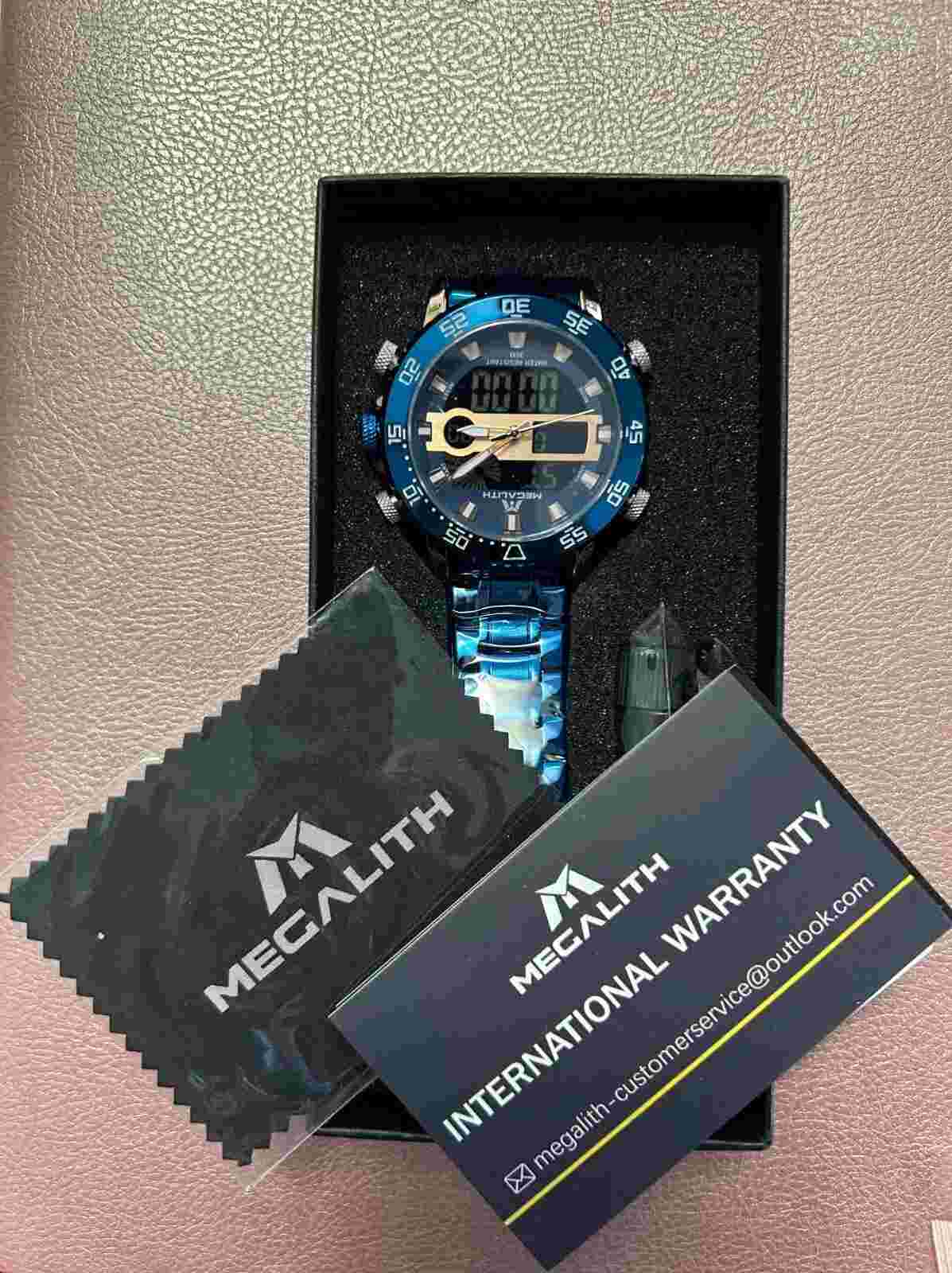 MEGALITH Mens Watch Digital Waterproof Stainless Steel Big Face LED