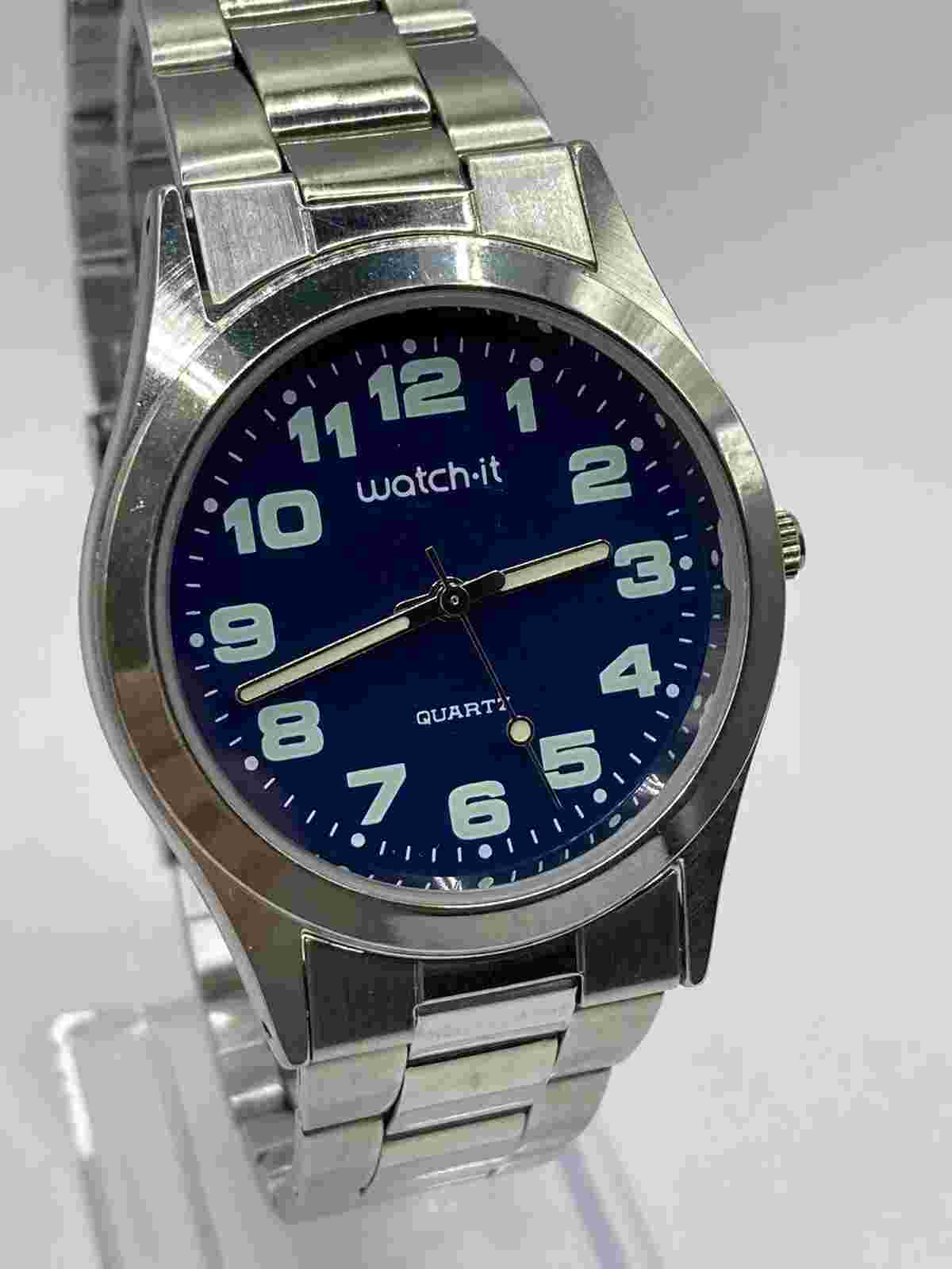 Watch-It Men’s Watch Quartz Analog Blue Dial Large Numbers MLN 3207