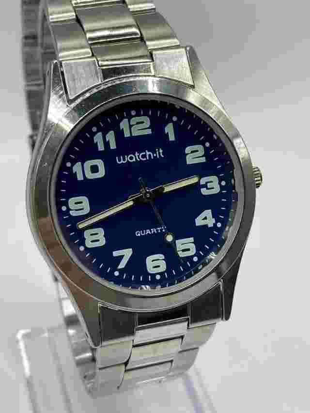 Watch-It Men’s Watch Quartz Analog Blue Dial Large Numbers MLN 3207