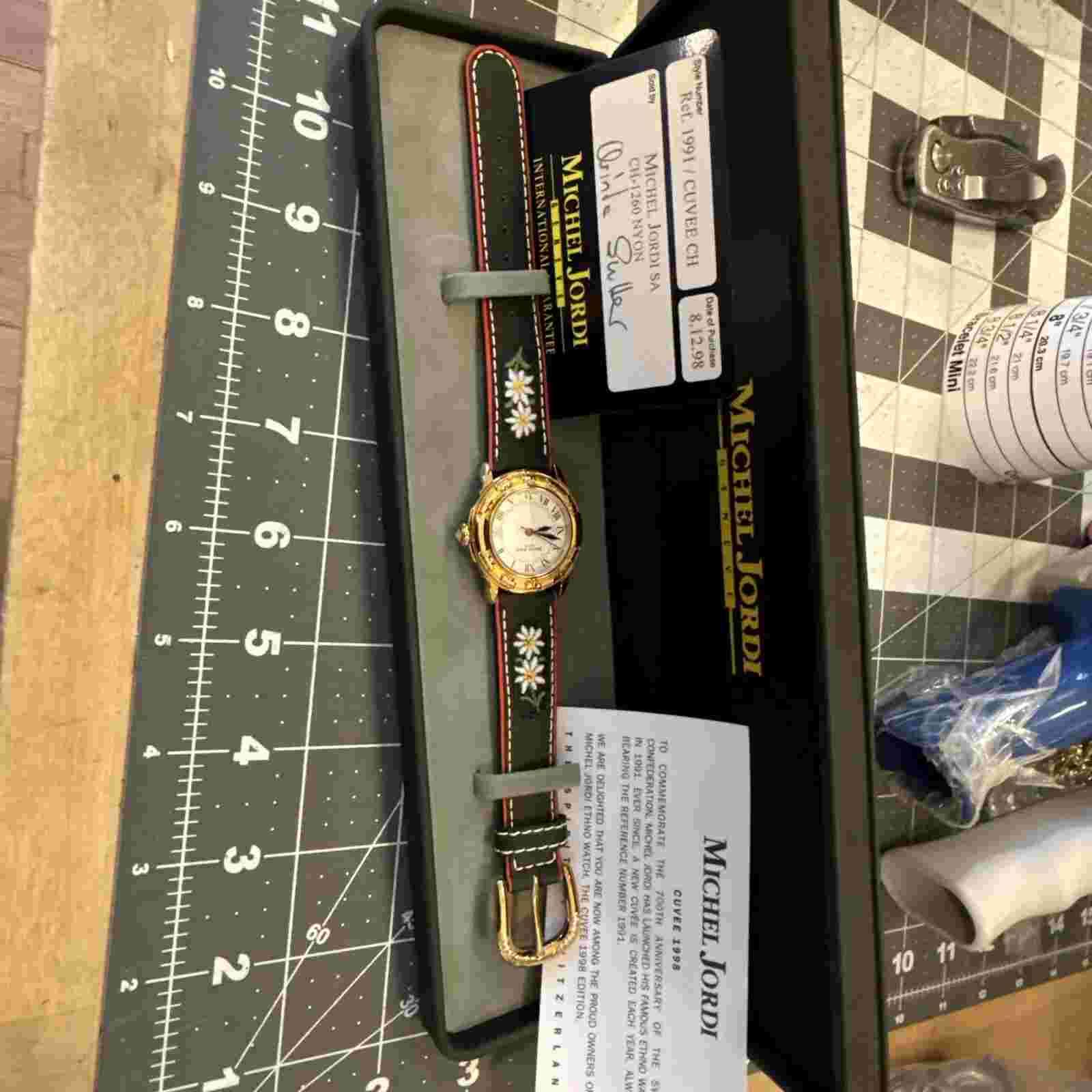 Vintage MICHEL JORDI Original Strap Swiss Made Ladies Or Men’s Watch New Battery