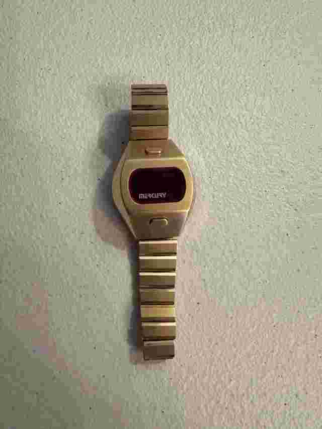 Rare Vintage Digital Mercury Watch Red Crystal