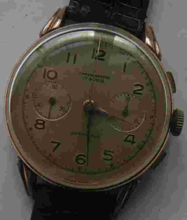 Delbana Chronograph mens wristwatch gold filled case load manual cal. Venus