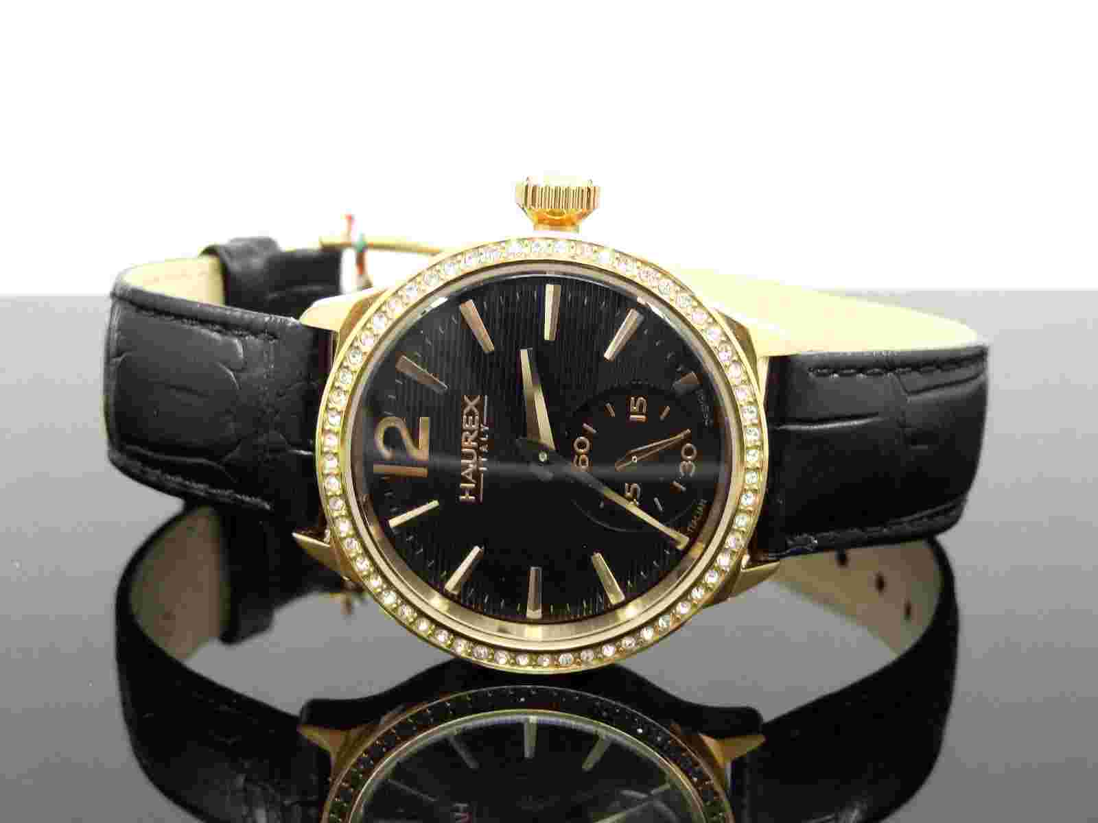 Haurex Italy Women's FH341DNH Grand Class Rose-Gold Crystal Bezel Watch $700