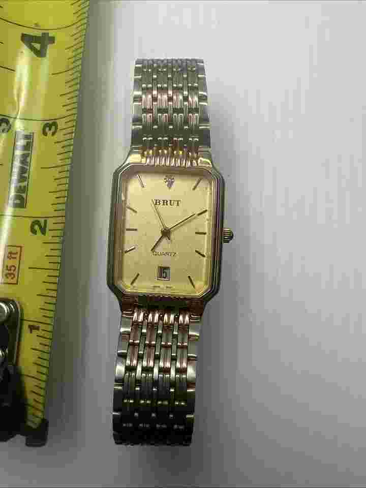 Vintage Brut Diamond hexagon Worn Gold tone Men's Watch Untested