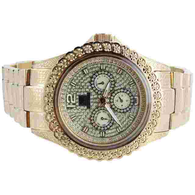 Mens Diamond Watch Ice Time Bling Jojo Jojino Joe Rodeo Illusion Band 0.25 Ctw.