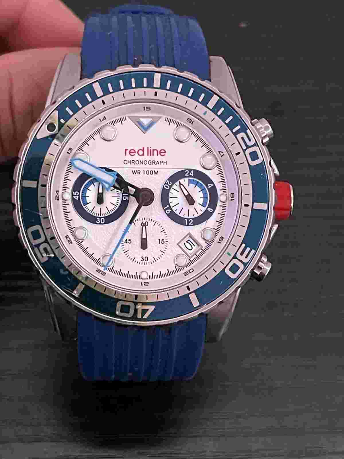 Men's Red Line Chronograph Stainless Steel Bracelet Watch  WR 100M