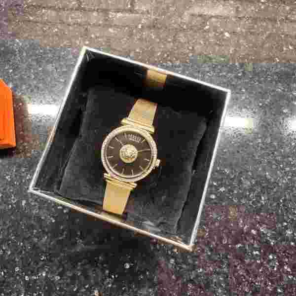 NWT VERSUS VERSACE Brick Lane Gold Mesh 34MM Stainless Steel Bracelet Watch