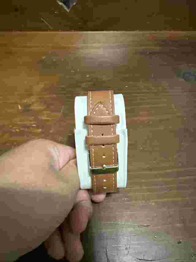 brown strap black faced watch for men includes 12 and 24 hour marks and bracelet