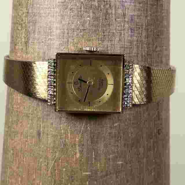 Vintage Deauville Women Dress Pave Gold Tone Diamonds 18mm Quartz Watch 7 1/4"