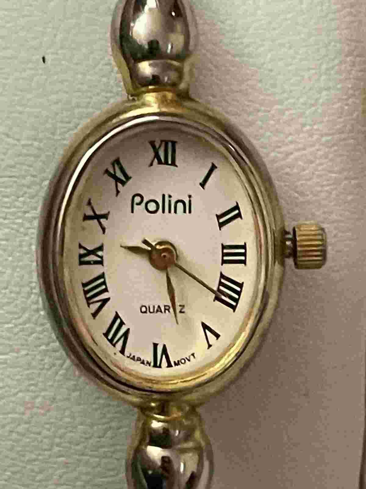 Vintage Polini Ladies Watch in Silver And Gold Tone With Stainless Rope Bracelet