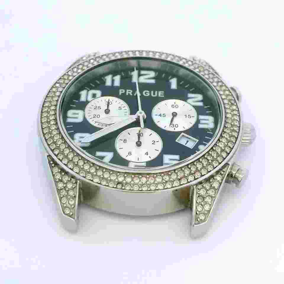 Prague Chronograph Date 41 mm Swiss Rhonda 13 Jewel Quartz Stainless Steel Watch