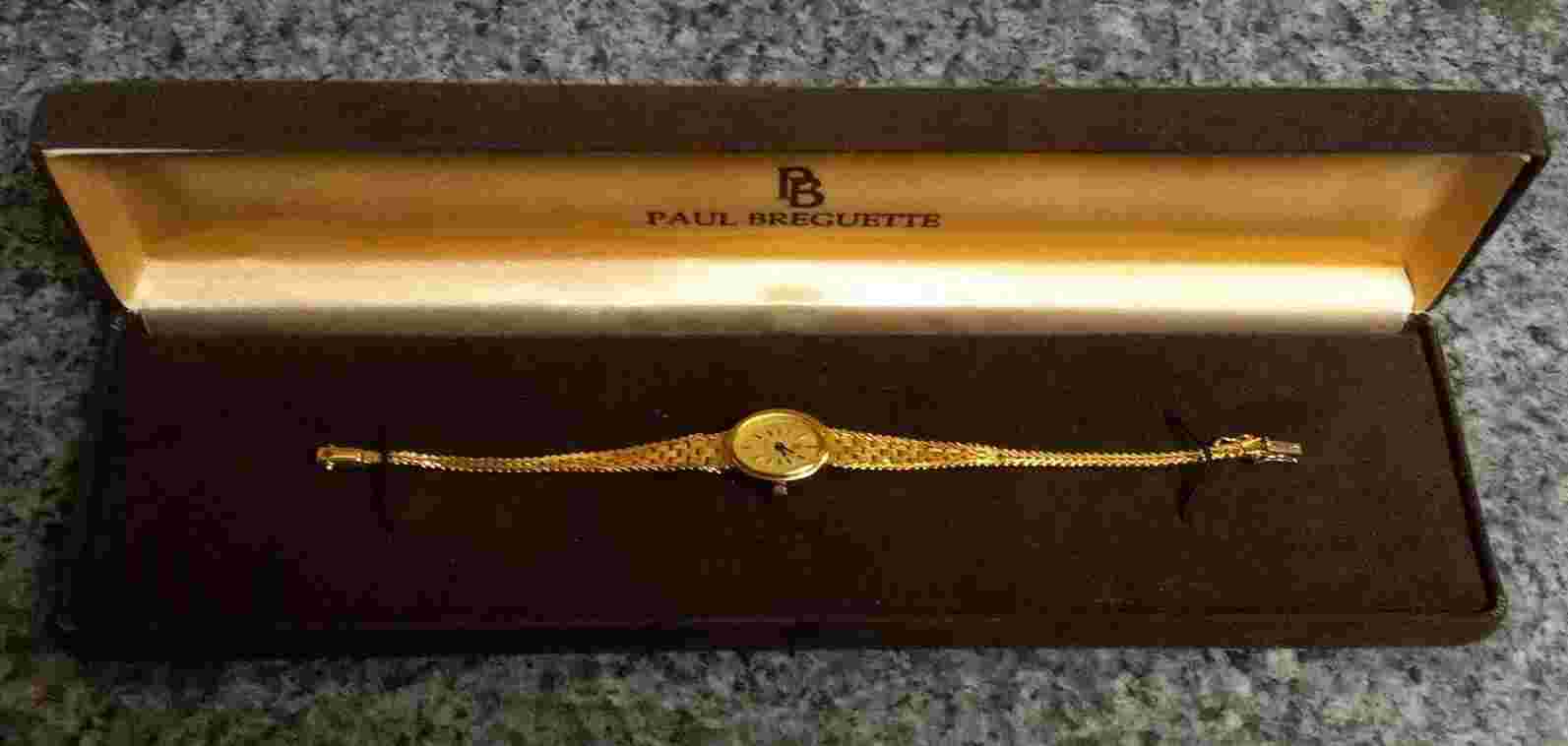 Vintage 14K Paul Breguette Ladies Wrist Watch 14K Tapered Band