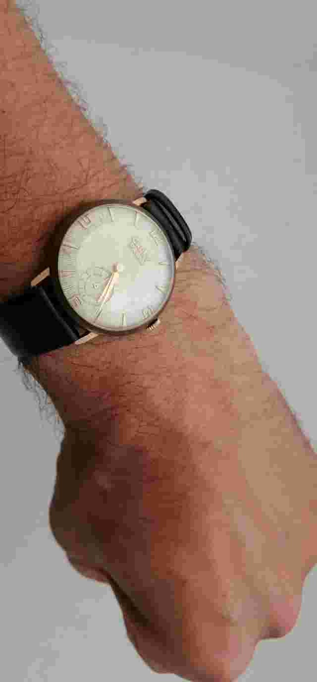 CAUNY PRIMA 15 Rubis Mechanical Wind Vintage 33mm Men´s Wrist Watch swiss made