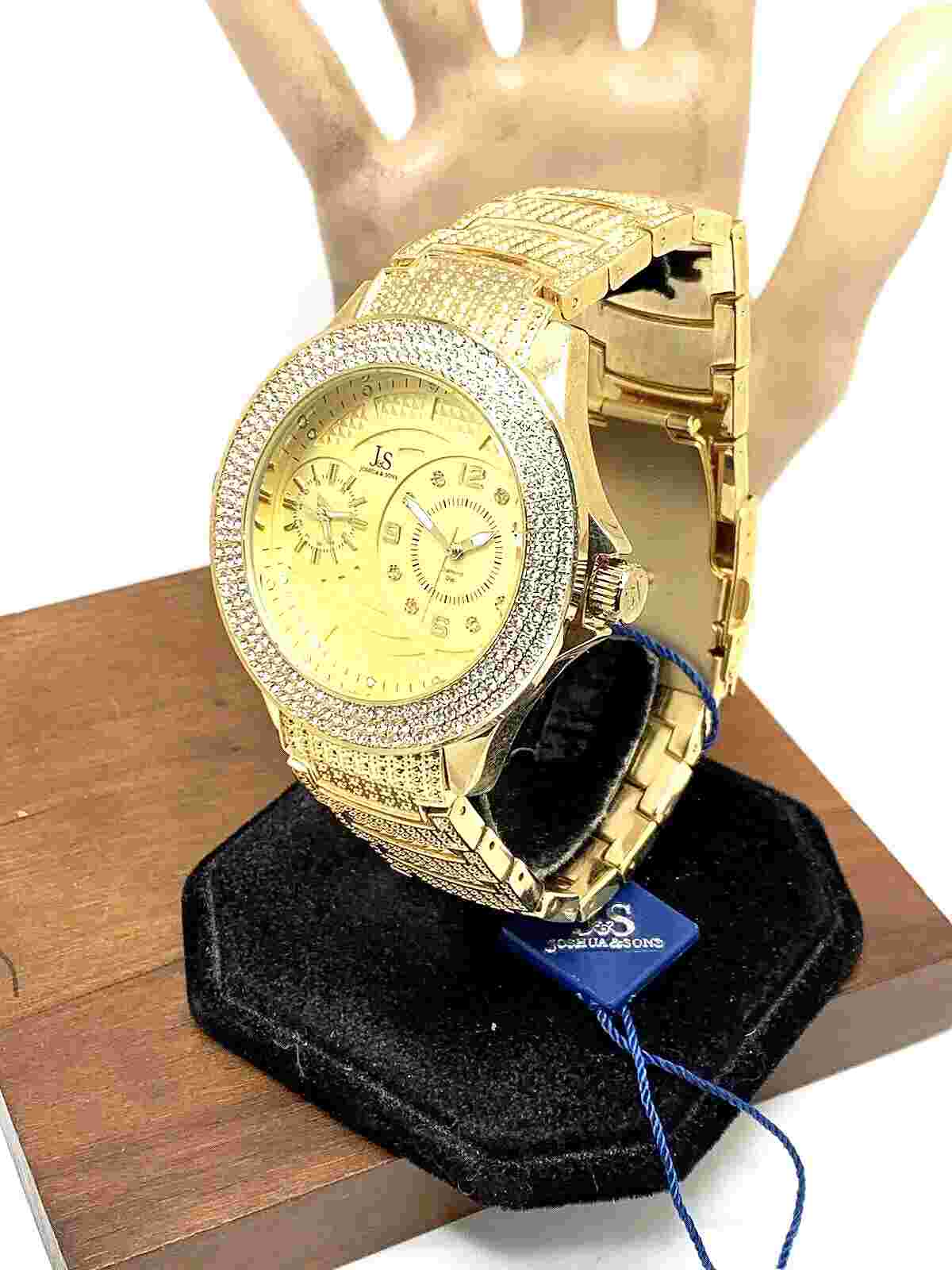 Joshua & Sons Men's Watch JS80YG Quartz Dual Time Zone Gold Stainless Steel 50mm