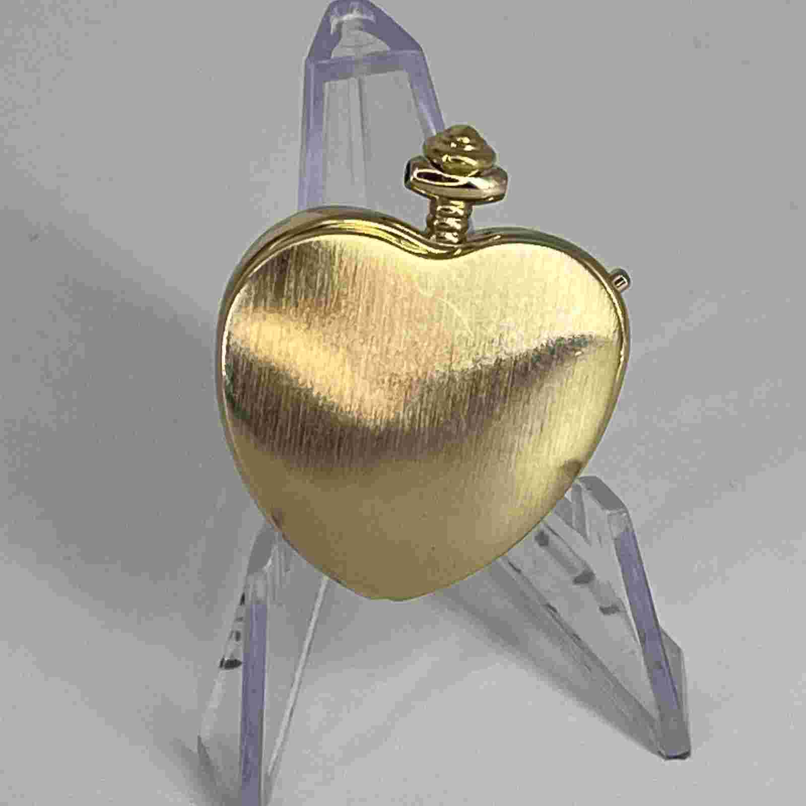 Pierre Jacquard Heart Shape Clear Rhinestone Locket Pendant Watch NEW BATTERY