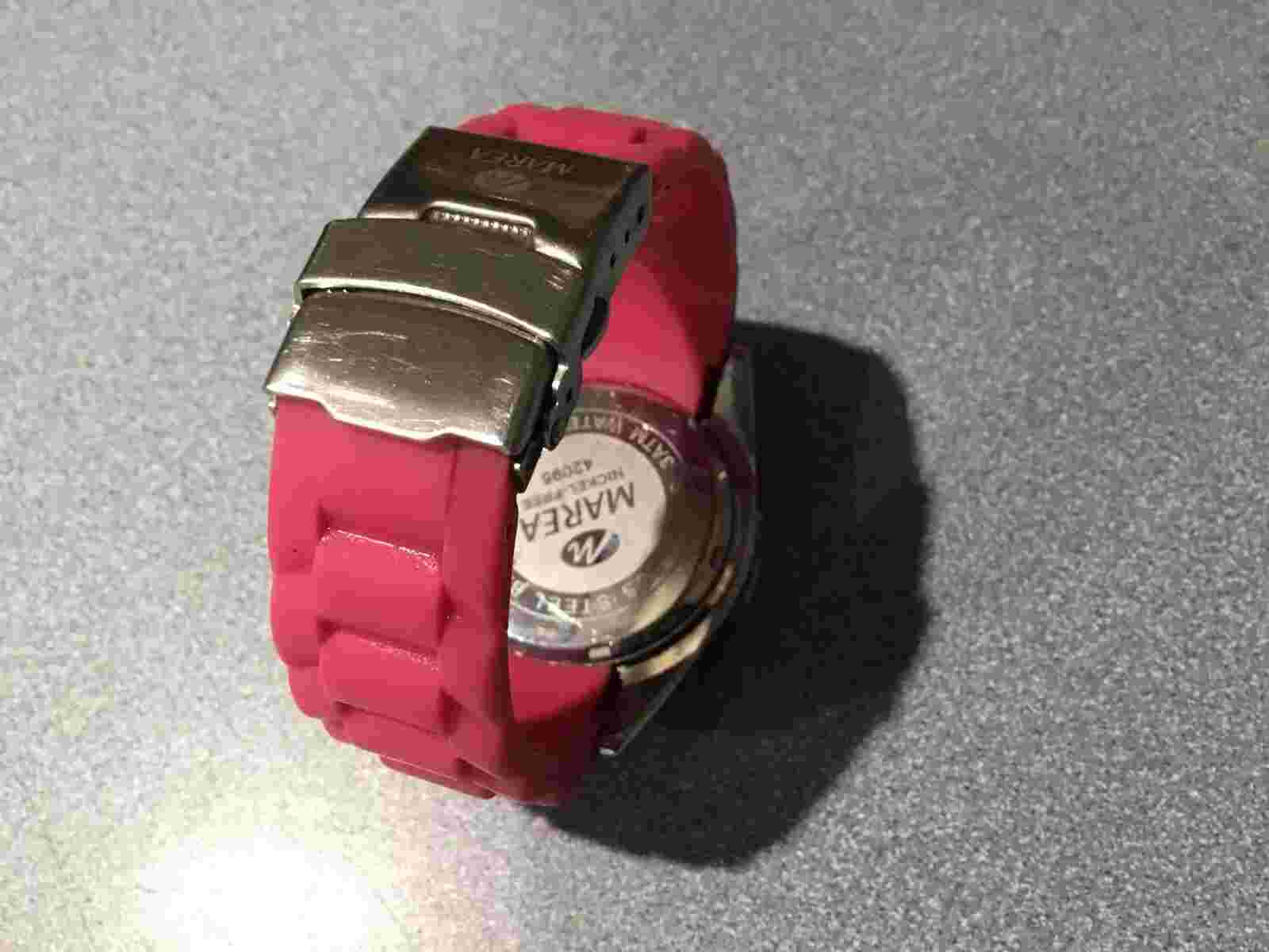 WOMEN'S  MAREA WATCH PINK RUBBER BAND 42095 NEW BATTERY