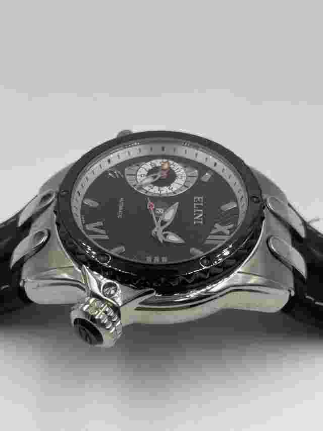 46mm Auto Swiss Made GENESIS DUAL TIME Black Dial ELINI Mens Watch