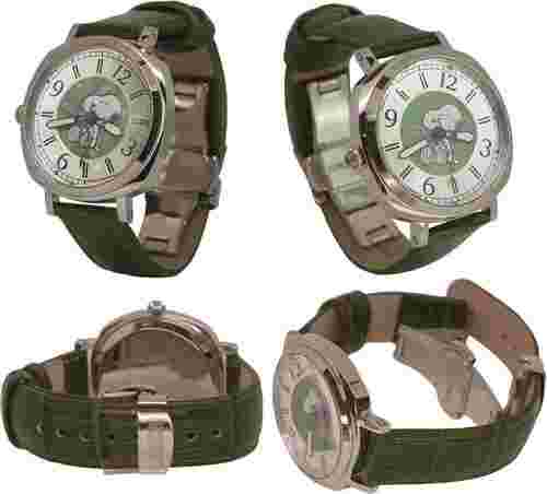 SNOOPY Quartz Watch - Mineral Glass, Stainless Steel, Faux Leather Band (16mm)