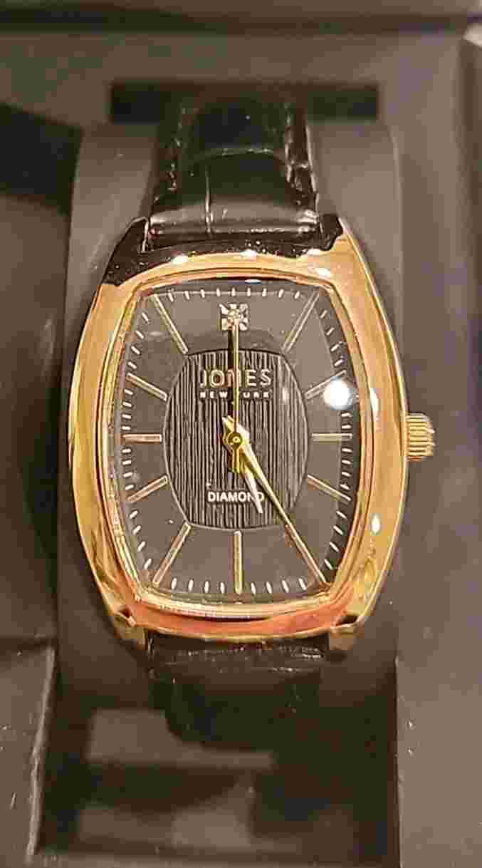 Women's Jones New York Black Face/Band Watch ~ Diamond Collection ~ NIB