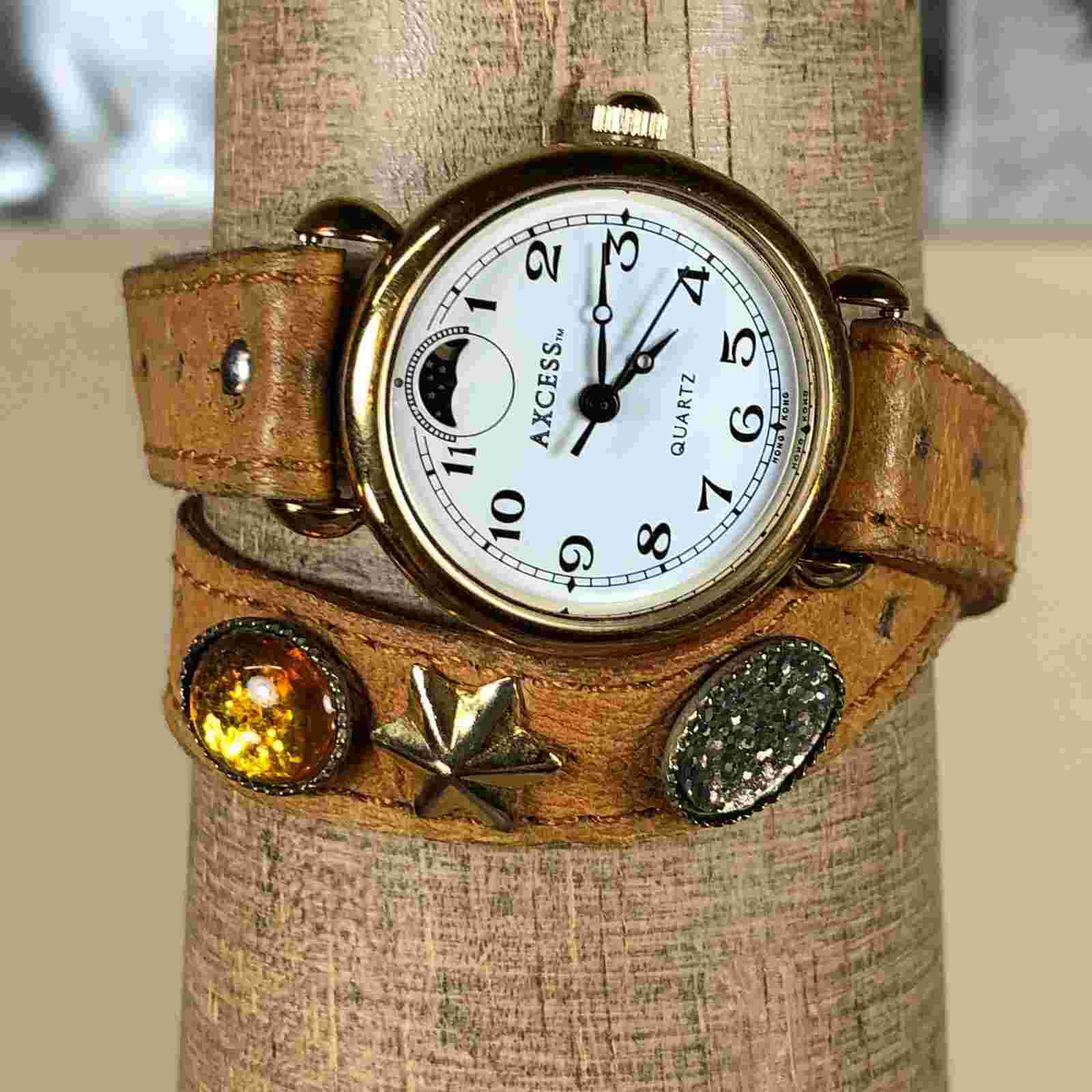 Vintage Axcess Moon Phase Analog Womens Watch -Double Wrap