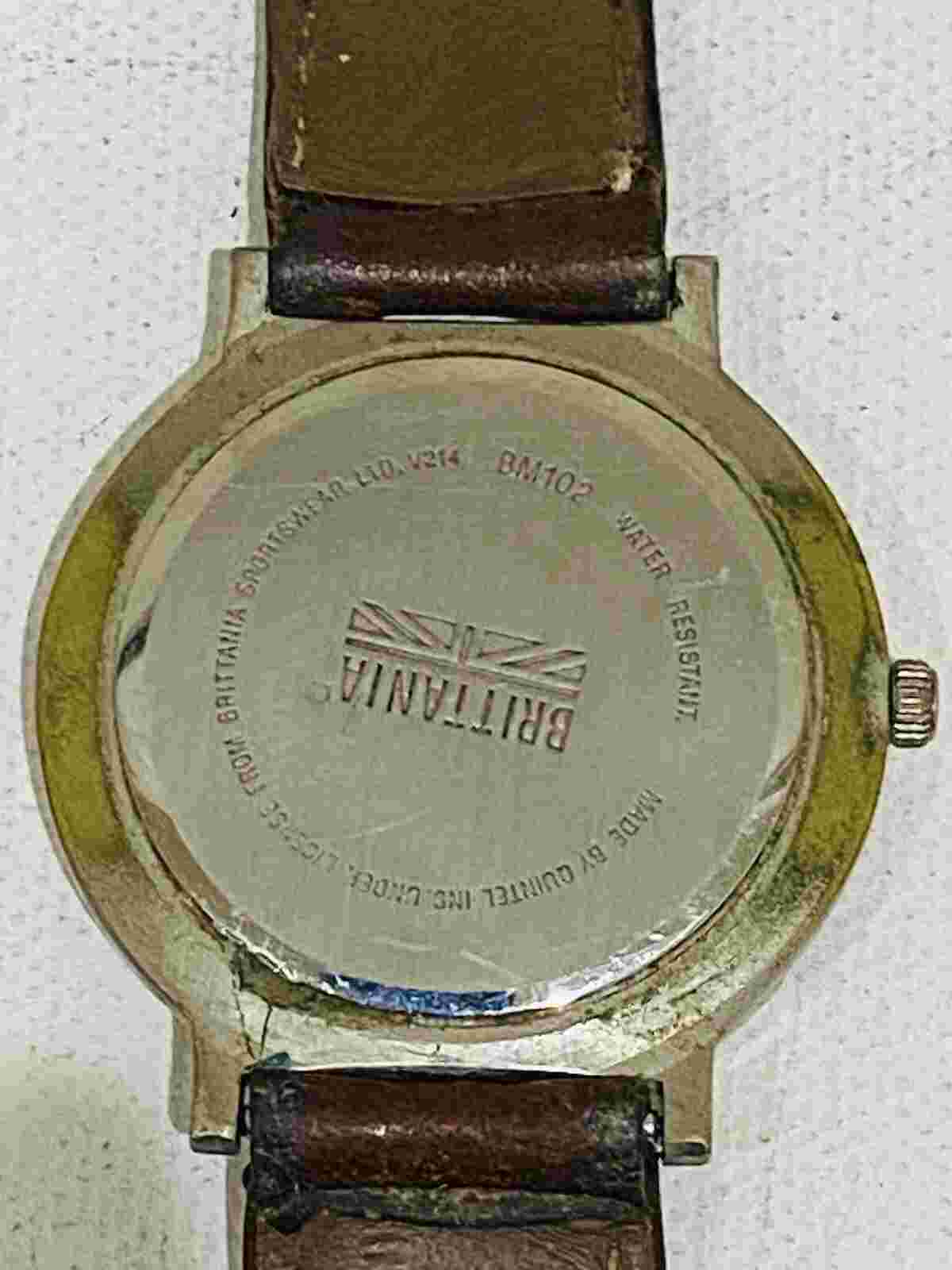 Brittania Moon Phase Quartz Watch BM102 Leather Band - Not Tested