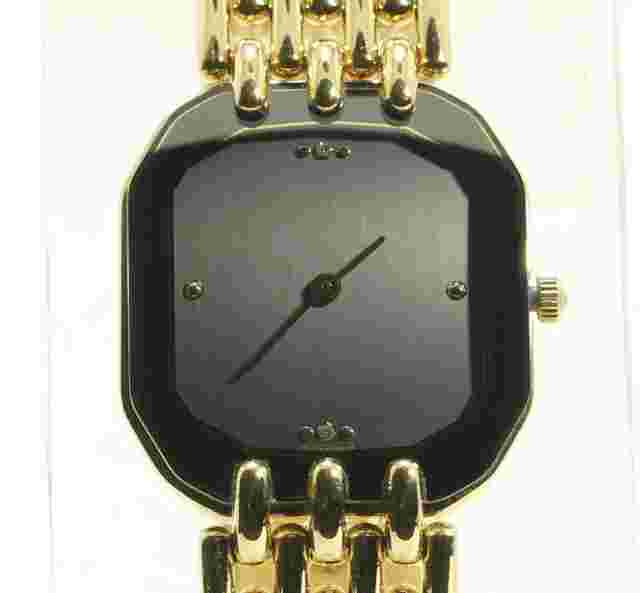 Vintage Rado diamond black watch 18K YG 25.5 x 28 MM 91 GMS + box