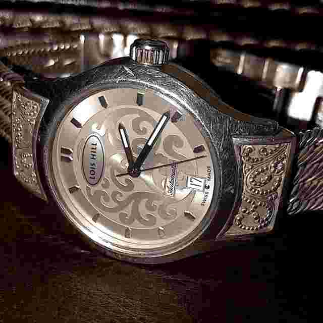 LOIS HILL Automatic Grey Round Sterling Silver Watch