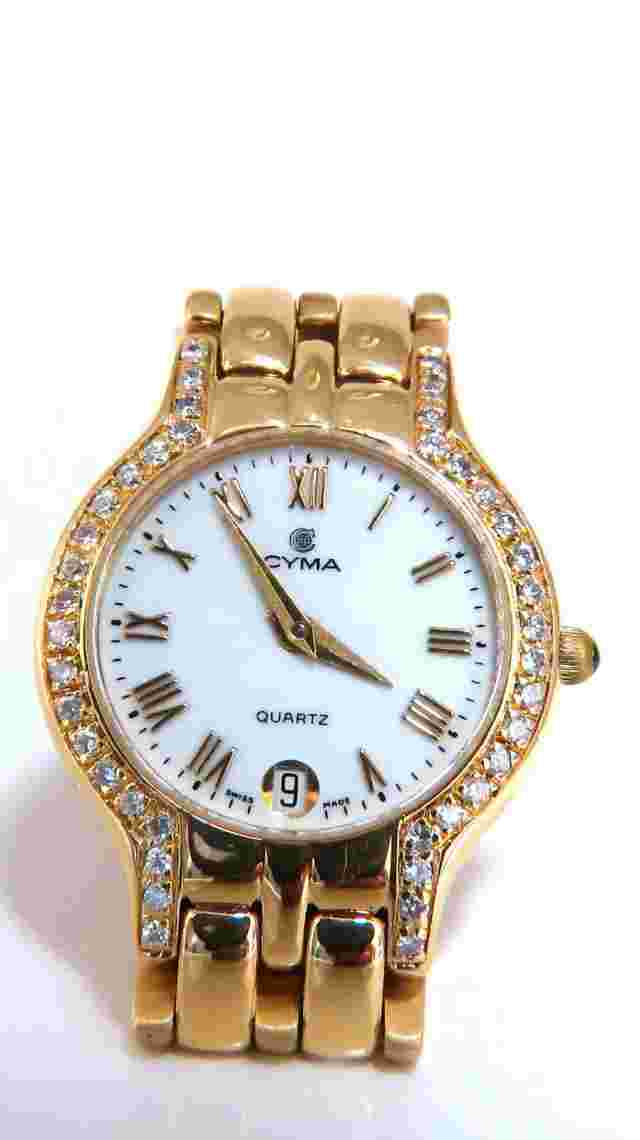 Cyma ladies gold diamond watch 14 karat