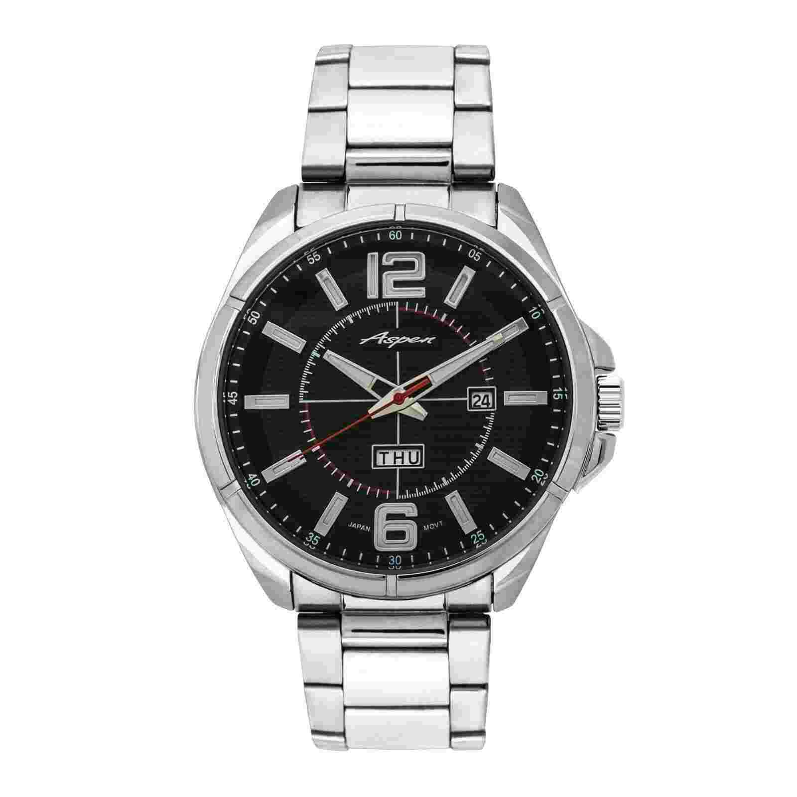Aspen Elite Mens Watch Metal Bracelet 44mm Analog Men's Watches Black