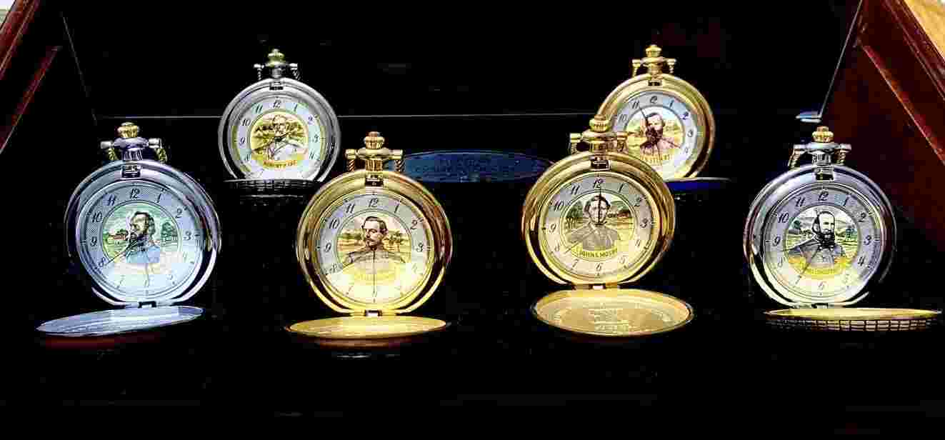 Heroes Of The Confederacy Franklin Mint Set Of Six Pocket Watches
