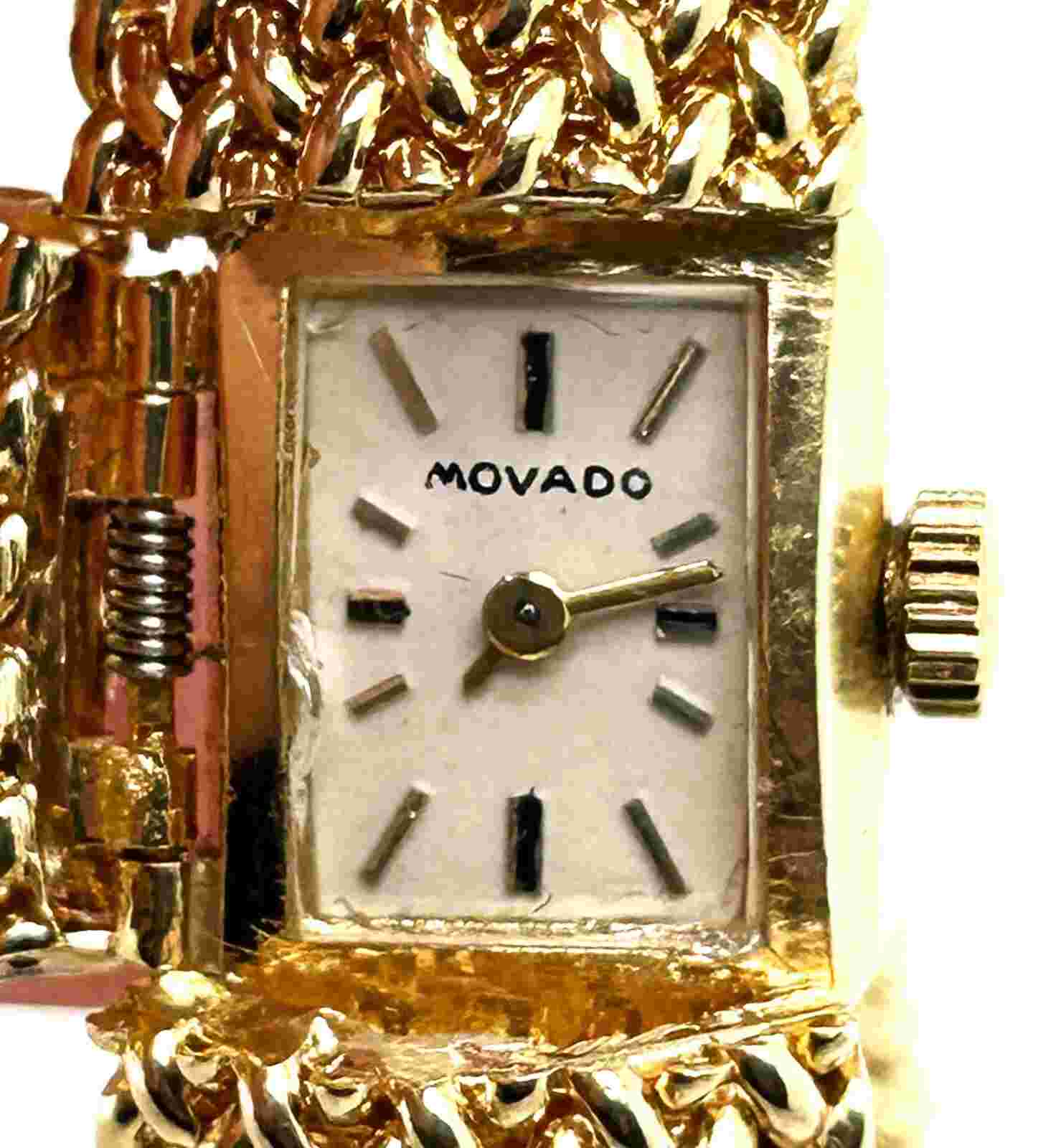Movado Hidden Watch 14k Gold Bracelet