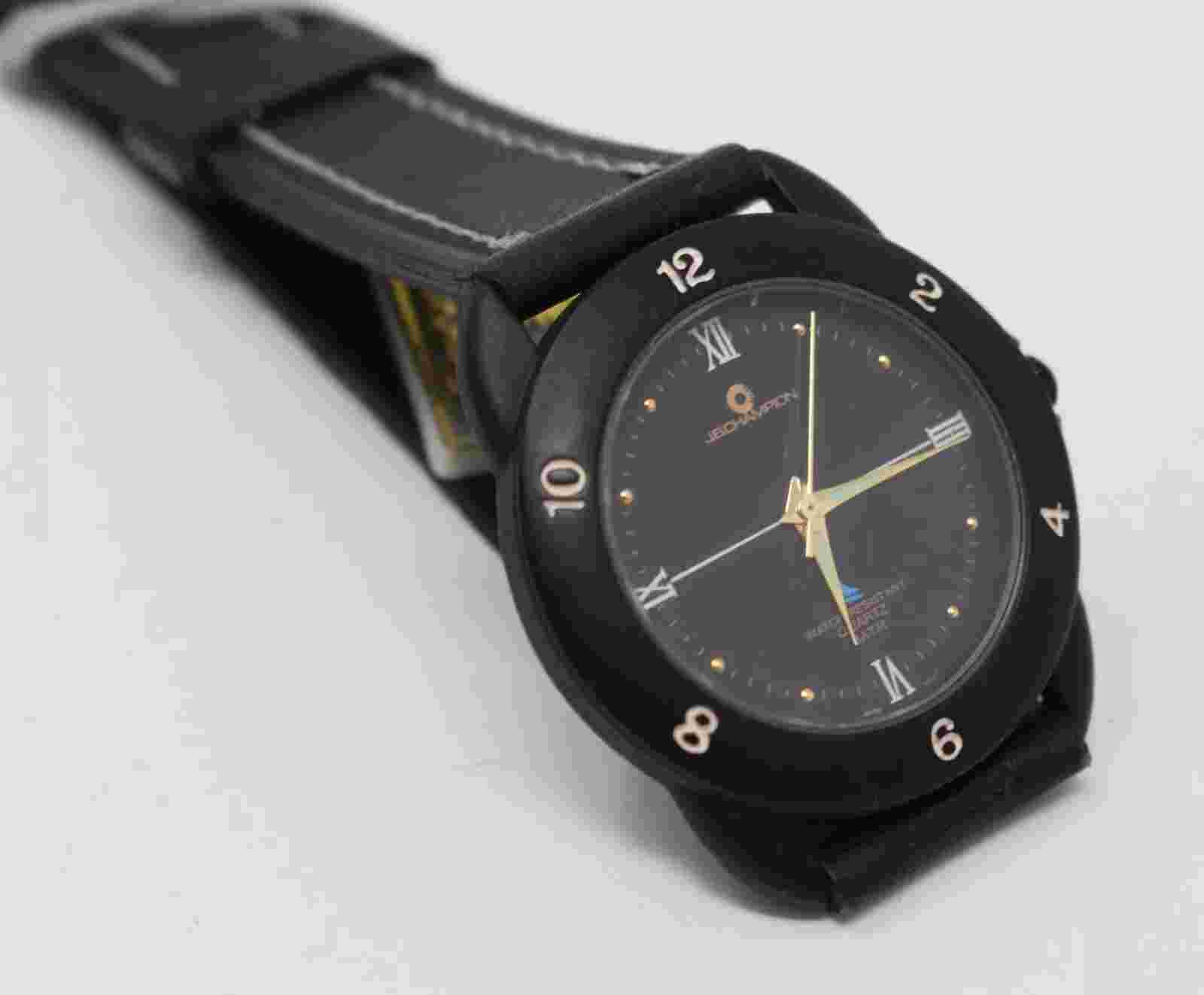 Vintage 1980s JB Champion NOS Mens Blacked Out Sailboat 30m Quartz Wristwatch