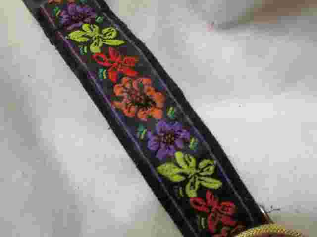 Jordache Digital Hibiscus Watch, Black & Goldtone, Adjustable Fabric Band
