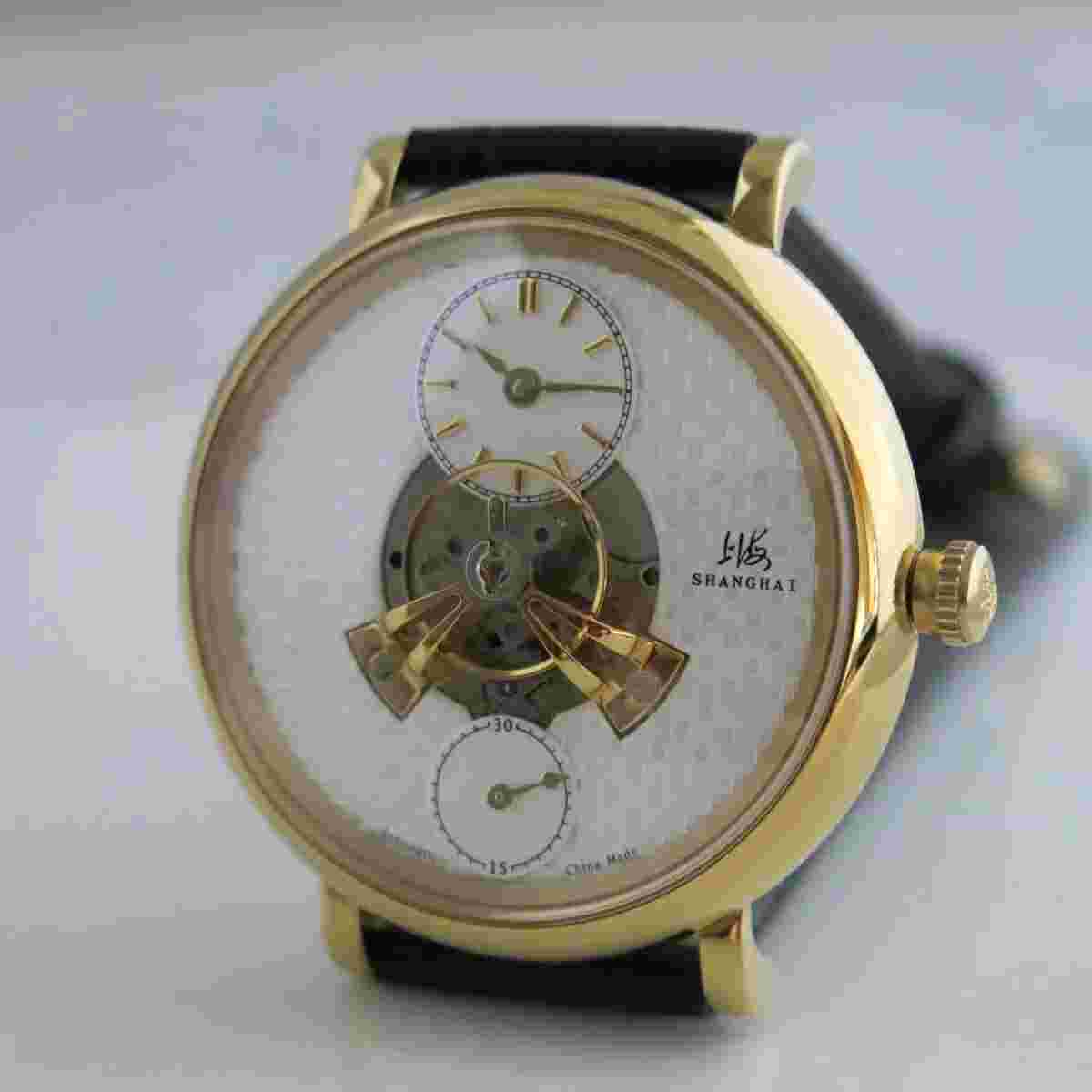 Golden Shanghai sky dome automatic watch, flywheel under arched roof of heaven