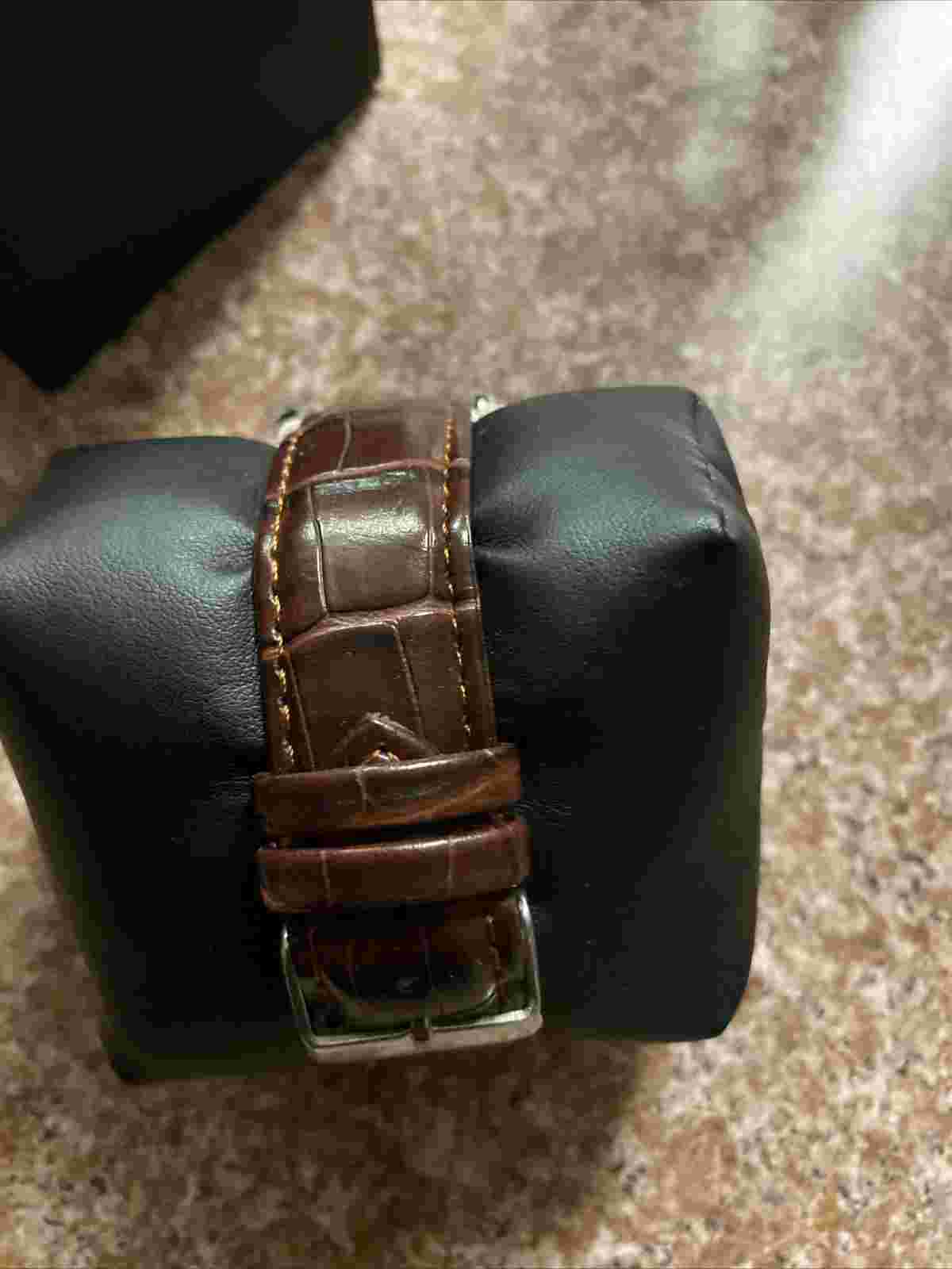 Mens Claiborne Watch Brown Silver Tone