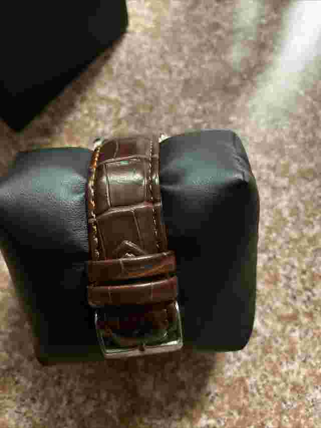 Mens Claiborne Watch Brown Silver Tone