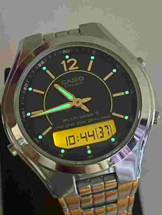 CASIO LINEAGE MULTI BAND 5 Solar Analog Digital Watch Stainless Steel Unisex