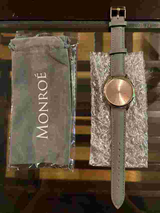 Monroe Watches Women’s Solerose Charcoal Leather Polished Quartz Watch