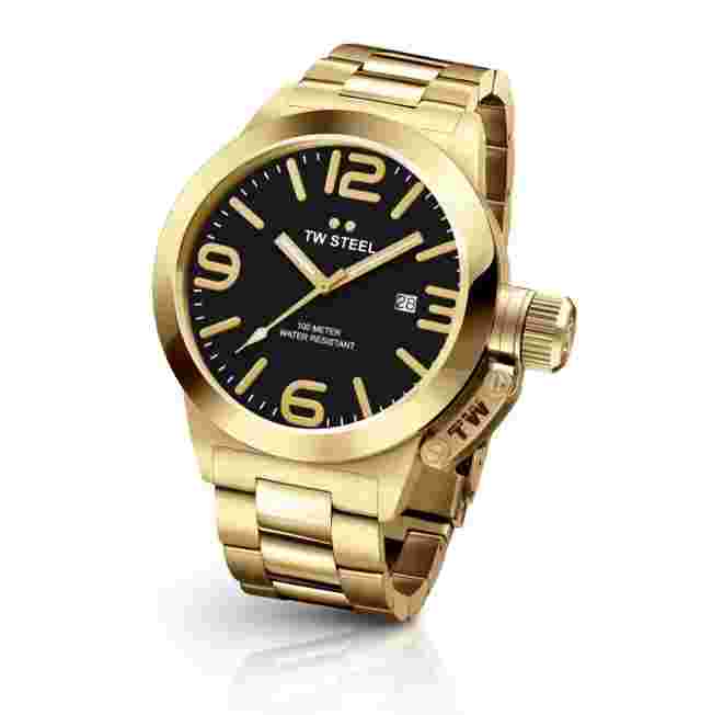 Original TW STEEL Men’s Heavy Canteen 50mm Bling Watch CB92 - PVD Gold