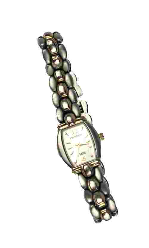 ARMITRON NOW Women's 2 Tone Case Bezel and Band Silver Dial -New Battery Running
