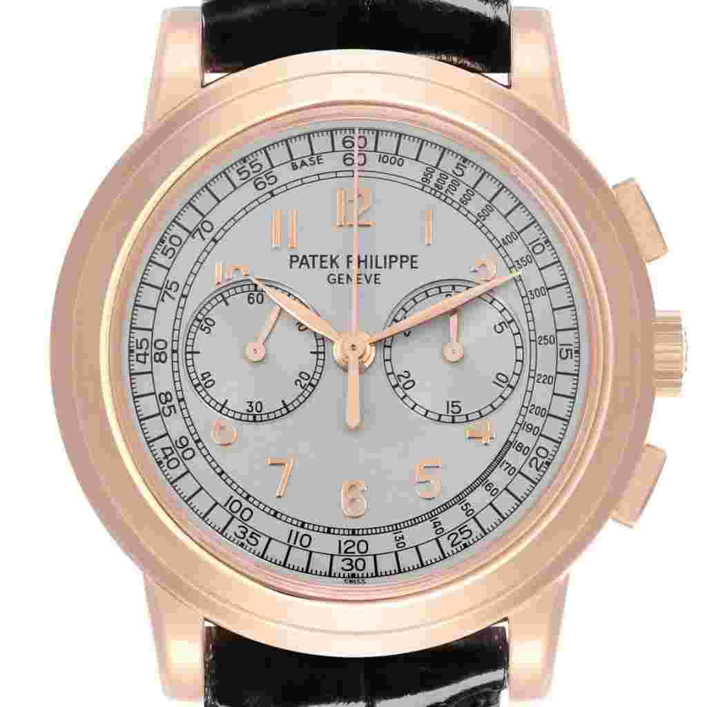 Patek Philippe Grand Complications Silver Men's Watch with Black Leather Strap - 5070R
