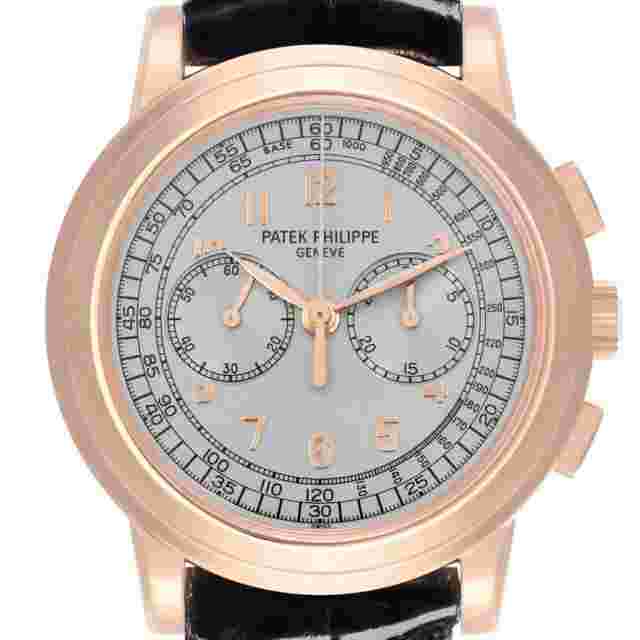 Patek Philippe Grand Complications Silver Men's Watch with Black Leather Strap - 5070R