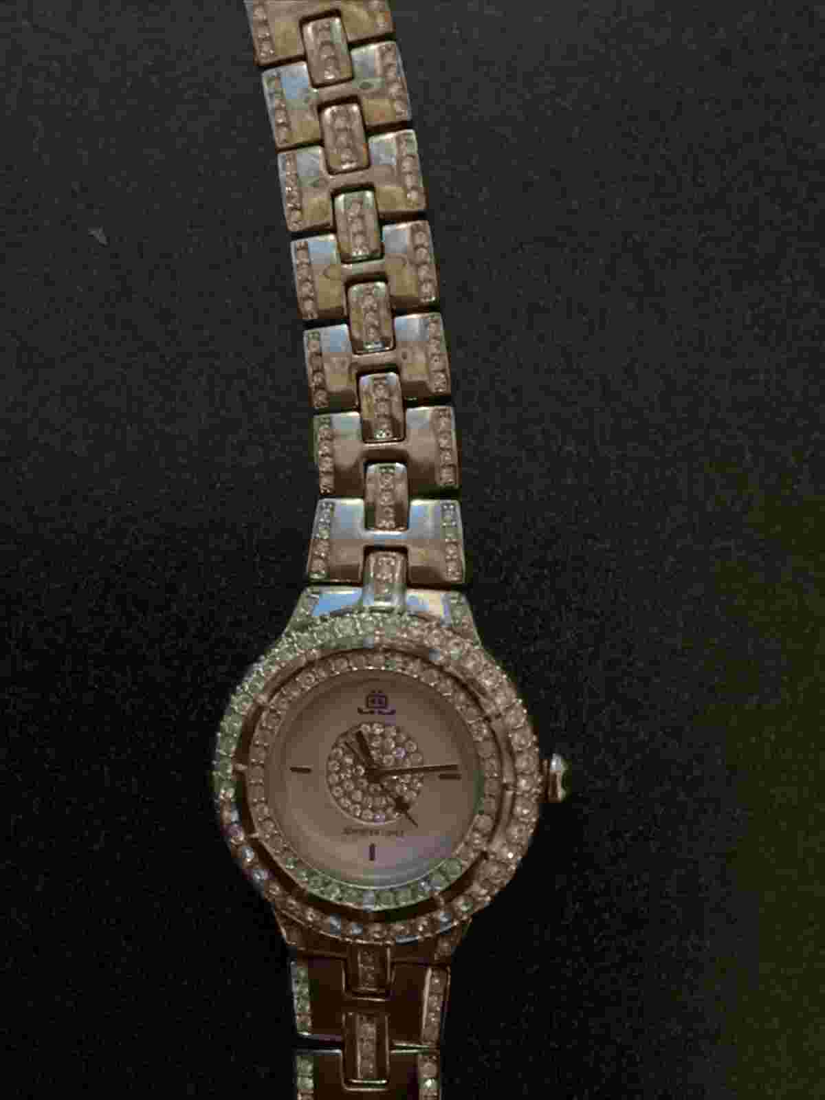 JENNIFER LOPEZ Pink Face Silver Rhinestone Watch  - Gorgeous!  - Needs Battery