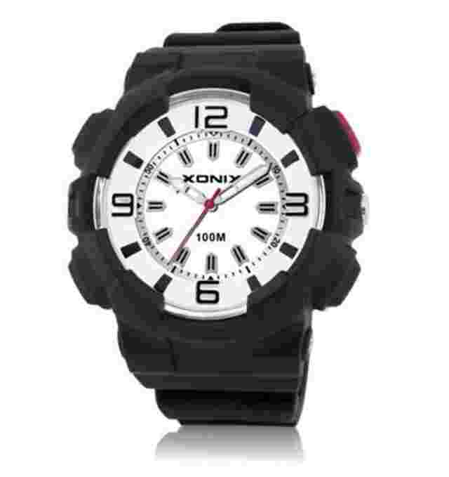 xonix Men Sports Watch Quartz WR100M LED light Rubber strap Boy Swim watch