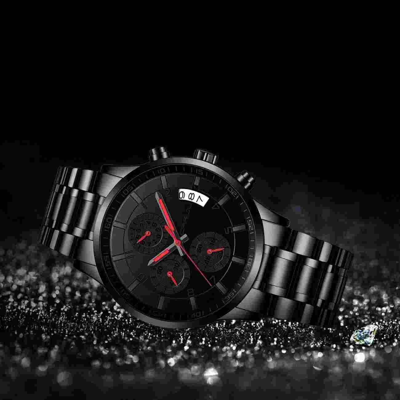 CRRJU Men's Fashion Stainless Steel Date Waterproof Chronograph Wristwatch