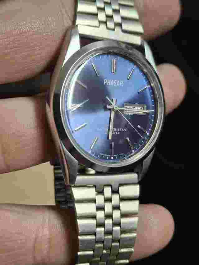 Phasar Blue Dial Quartz Mens Vintage 1980s Retro Watch