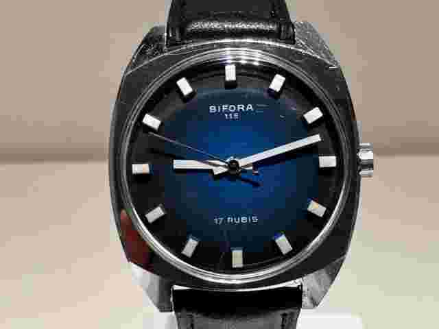 VINTAGE RARE BEAUTIFUL 34mm CHROMED MEN'S GERMANY MECHANICAL WATCH "BIFORA" 17J.