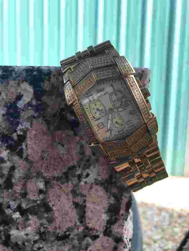 IceLink Droco Diamond Date３ATM Swiss made Wristwatch Gold Plated Ice Link JB3