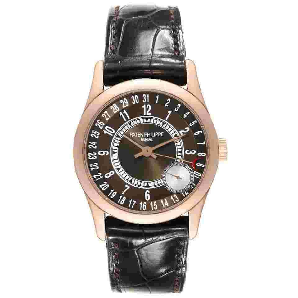 Patek Philippe Calatrava Rose Gold Brown Dial Mens Watch 6000R Papers